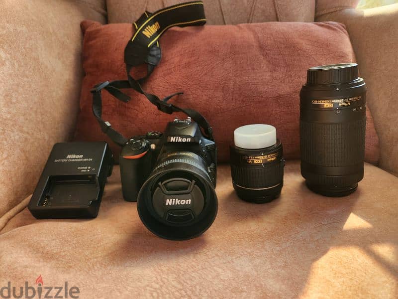 Nikon D5600 with 2 lens protectors and 3 lenses 2