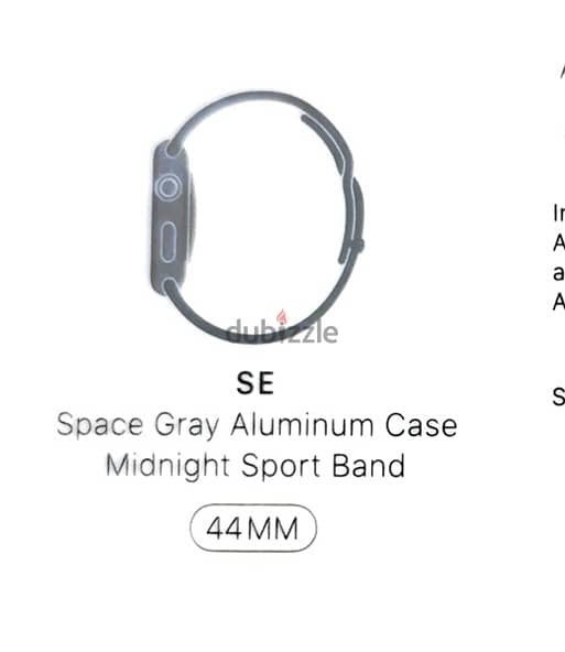 Apple Watch SE 44mm Space Grey Aluminum Case with Midnight Sport Band 1