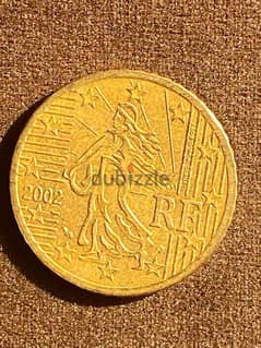 العملة النادرة ٥٠ سنت يورو ذهب 2002