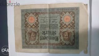 100 German Mark 100 years ago مائة مارك الماني منذ مائة عام لأعلي سعر