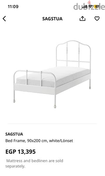 IKEA Steel Bed 90*200 white