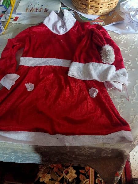 فستان اطفال بابا نويل بالطاقيه 0
