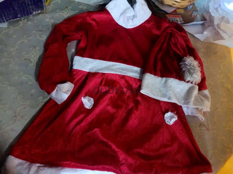 فستان اطفال بابا نويل بالطاقيه 2