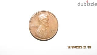 1979 Lincoln penny, no mint mark, "B" from liberty mint error