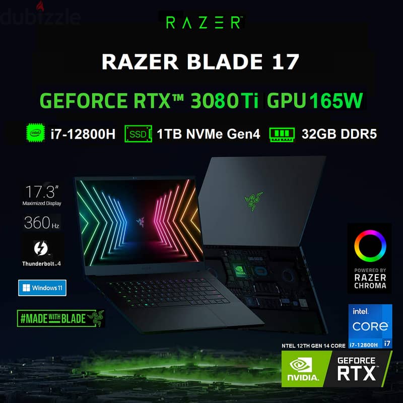 RAZER BLADE 17 / Core i7 / RTX 3080Ti / 32GB / 1TB SSD 0