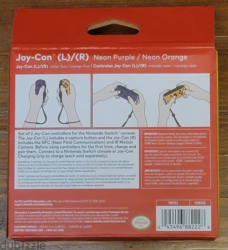  Nintendo Neon Purple/ Neon Orange Joy-Con (L-R