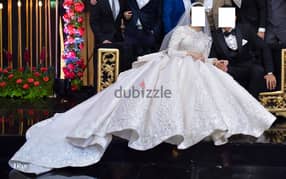 فستان زفاف منفوش تطريز يدوي يلبس ٦٠-٦٥ كيلو