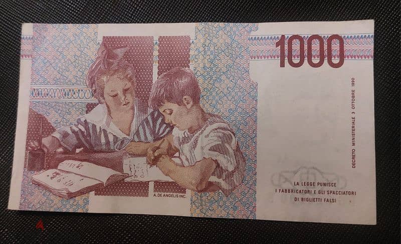 1000 & 10000 old italian lire currency 1