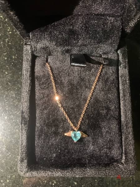 Artsy Silver 925 Aquamarine Stone Winged flying heart necklace 4