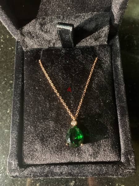 Artsy Silver Green drop zircon stone 925 Silver necklace 3