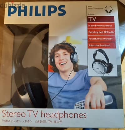 سماعة فيلبس ستريو أصلية جديدة بالعلبة Philips Stereo TV headphone