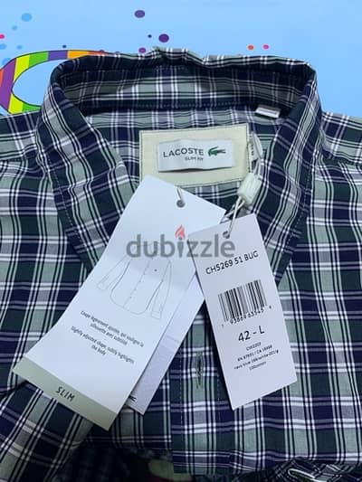 قميص رجالي  LACOSTE SHIRT FOR MEN size 42 / L slim fit