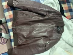 brown leather jacket جاكيت جلد مقاس Medium