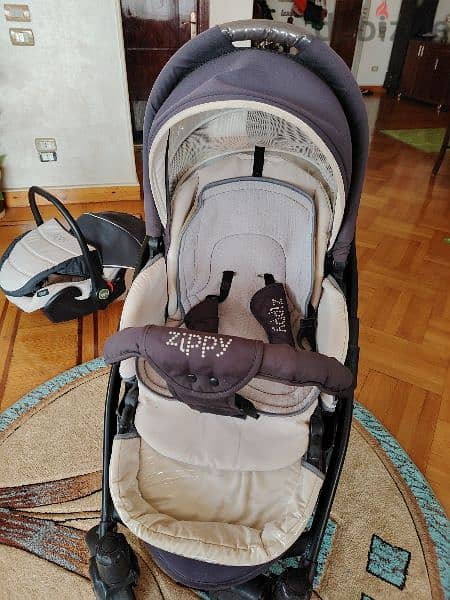 Tutti zippy stroller and car seat from abroad طقم سترولر و كار سيت 8