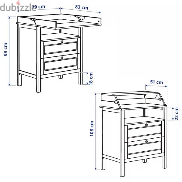 Changing table/chest of drawers 2