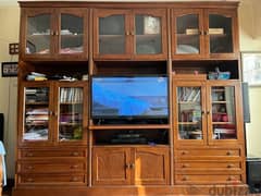 Media cabinet مكتبة خشب زان