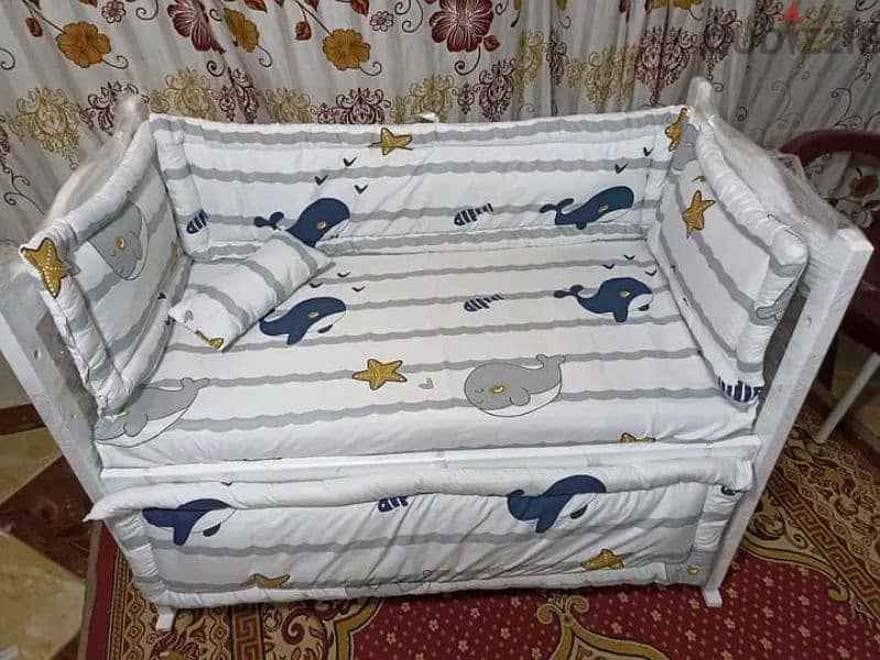 سرير اطفال خشب زان 10