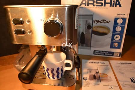 ماكينة اسبريسو ارشيا استانلس بالاستيم بالكرتونة بالضمان ARSHIA