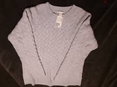 New H&M Baby Blue Pullover- Large size بلوفر H&M