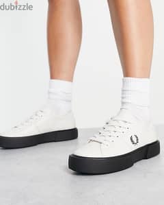Fred Perry leather trainer with platform sole in white 0