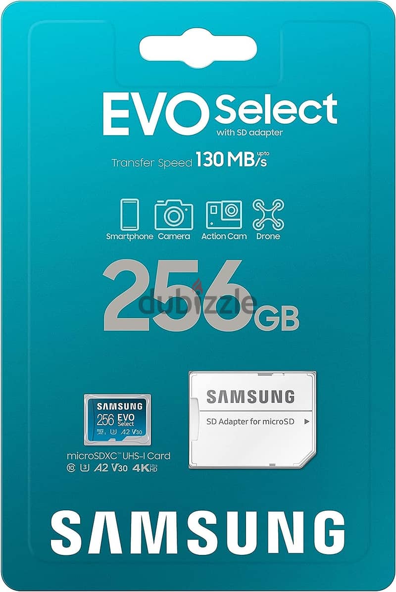 SAMSUNG EVO Select Micro SD-Memory-Card + Adapter, 256GB microSDXC 2