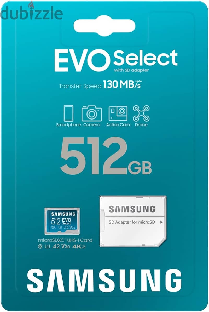 SAMSUNG EVO Select Micro SD-Memory-Card + Adapter, 512GB microSDXC 1