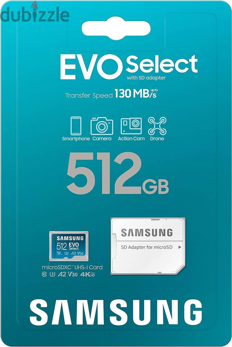 SAMSUNG EVO Select Micro SD-Memory-Card + Adapter, 512GB microSDXC 5