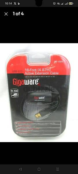 Gigaware 16 Ft Active Extension Cable 2.0 USB NEW 26-1523 PC or MAC 2