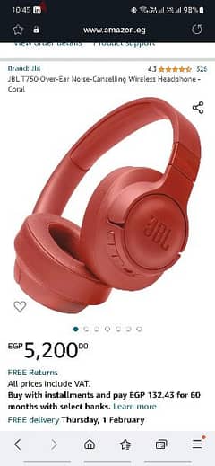 original JBL Headphones t750 red as New rarely used 0