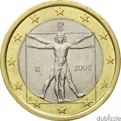 1 Euro Coin 2002 Italy - Leonardo Da Vinci