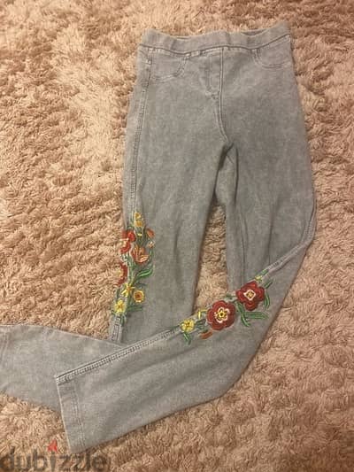 embroided grey kids pants