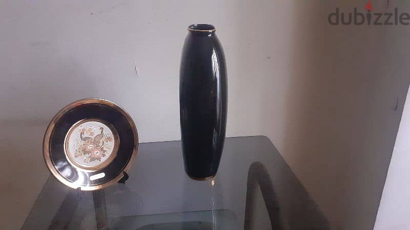 A rare Chokin Art vase and plate, 24 k gold,silver engraved design. 3