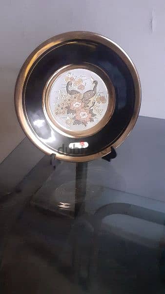 A rare Chokin Art vase and plate, 24 k gold,silver engraved design. 4