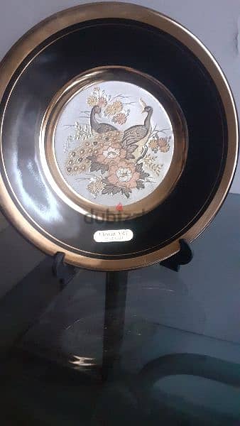A rare Chokin Art vase and plate, 24 k gold,silver engraved design. 5