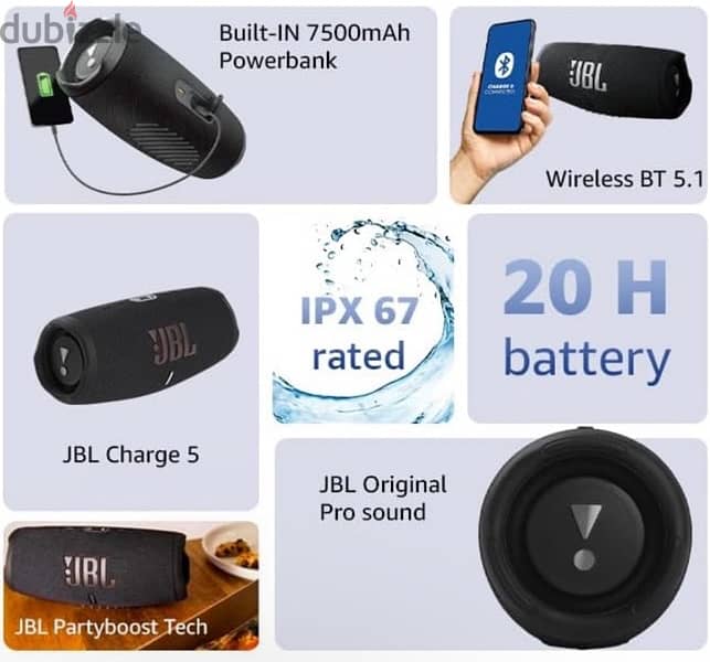 JBL Portable Speaker Charge 5 *NEW* 4