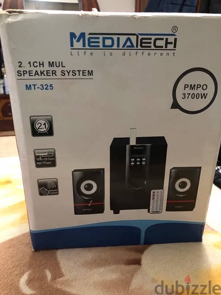 Media Tech MT325 Subwoofer 2.1 With USB/SD/Remote,  AUX,3700w 3