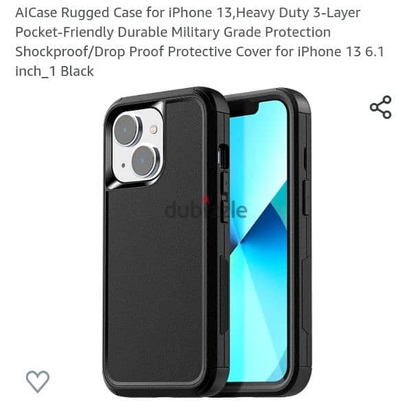 Case for iPhone 13,Heavy Duty 3-Layer - جراب ايفون ١٣ اسود  ، ٣ طبقات 18