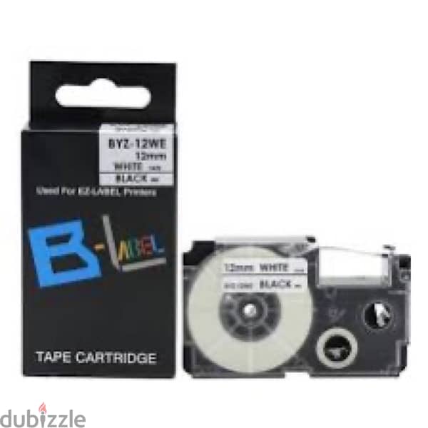 BYZ- 12WE Black On White Label Tape,12mm Brother Tap cartridge 0