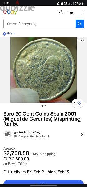 20 euro cent 2001 spain 0