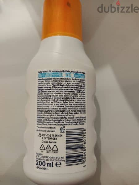 sun block from Germany never used 200ml 1