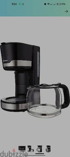 ماكينة قهوة أمريكان أوتوماتيك تورنيدو 1.5 لتر أسود TCMA-1015-B 0