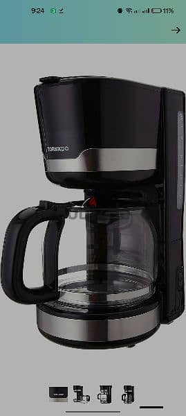 ماكينة قهوة أمريكان أوتوماتيك تورنيدو 1.5 لتر أسود TCMA-1015-B 2