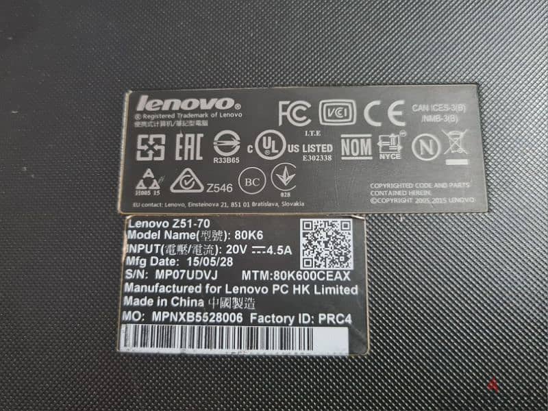 Lenovo Z51-70/Black & Silver (Model:80k600ceax) 2