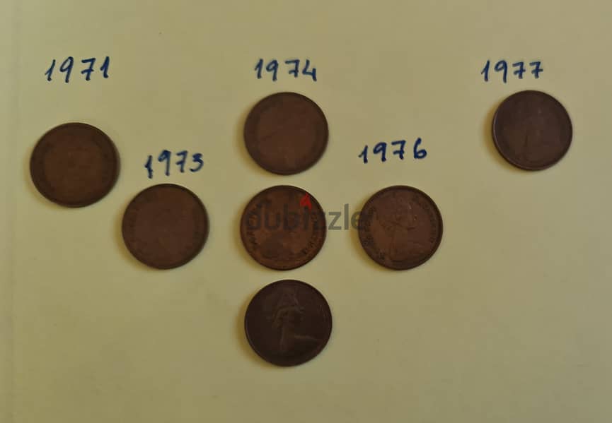 1/2 new penny Queen Elizabeth II ٧ قطع 1