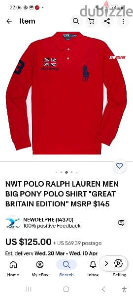 polo ralph lauren big pony great Britain edition size M/L from USA 5