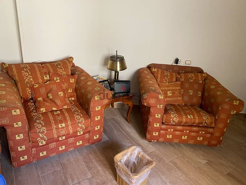 living room big sofa with 2 chairs 1