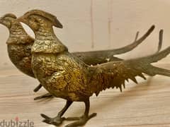 عدد 2 طاووس نحاس اصفر بيور تقيل جدا انتيك عمر اكثر من 150 عام 0