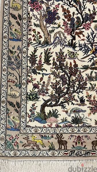 سجادة ايراني ممضية اصفهان (شجرة الحياة الايرانيه ) 12