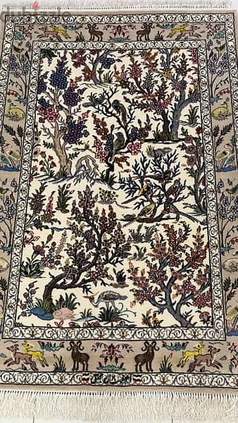 سجادة ايراني ممضية اصفهان (شجرة الحياة الايرانيه ) 19
