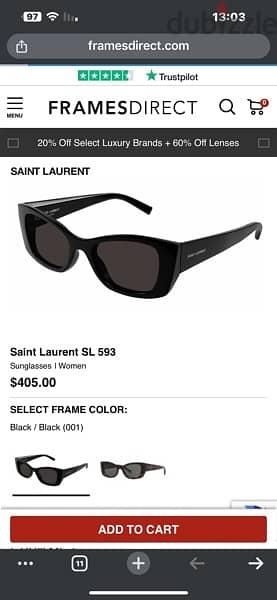 نظارة سان لوران اوريجنال sl593        saint laurent 0
